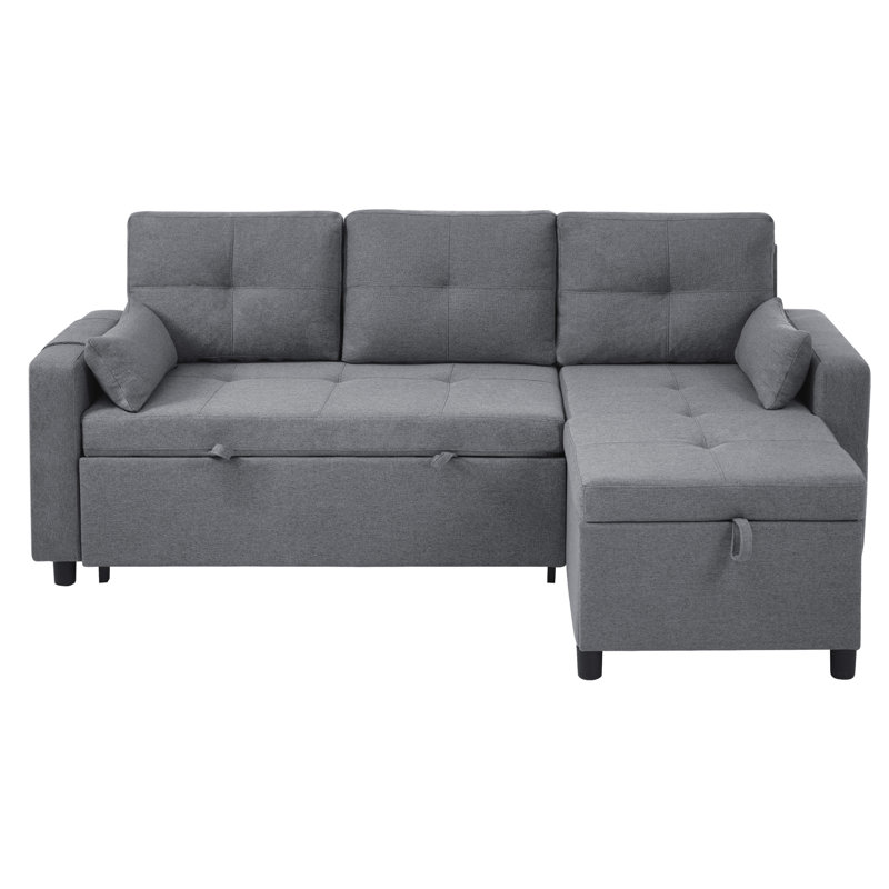 3 Seater Linen Sofa Bed, Grey