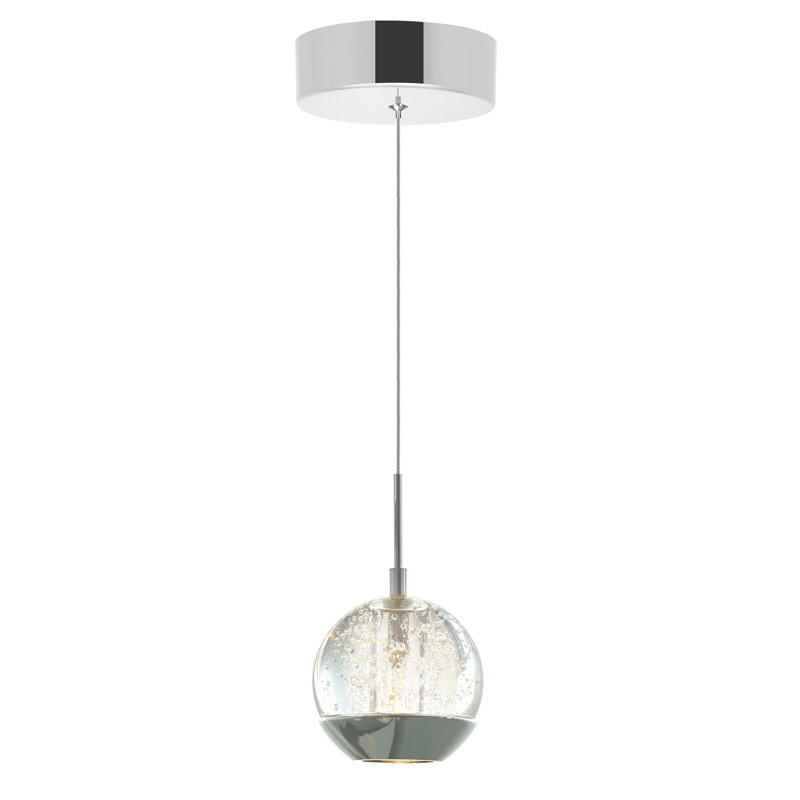 Bagley 1 Light Chrome Mini Pendant - 5" Modern Single Bulb Hanging Light for Kitchen Island, Bar, Dining Room
