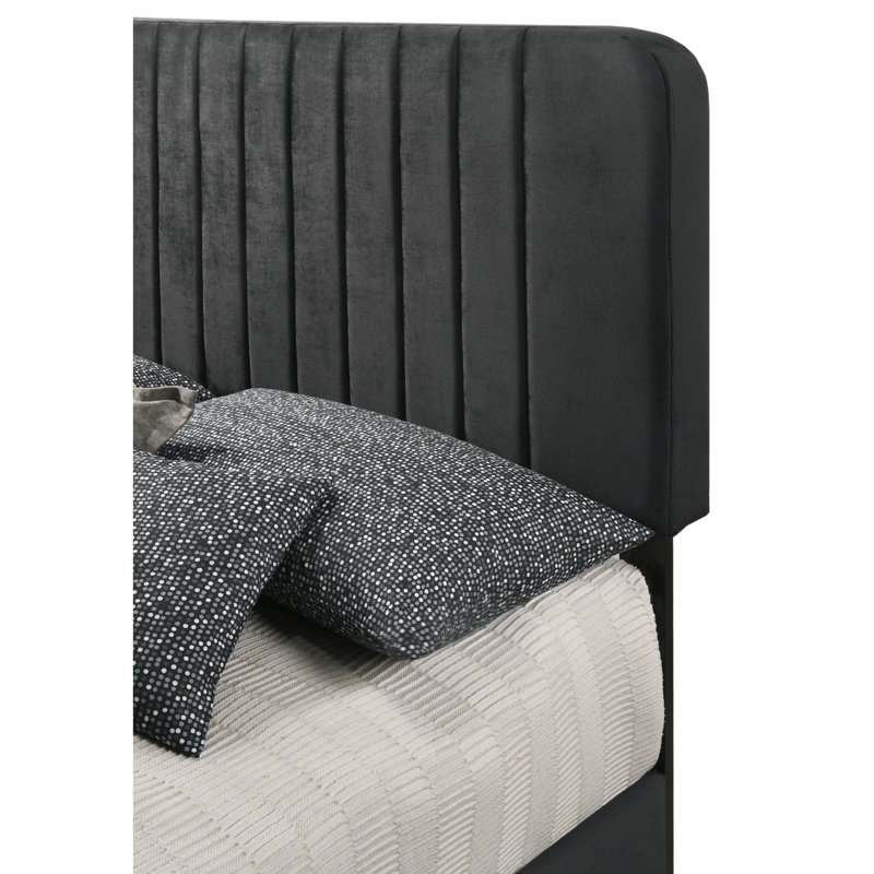 Structure de lit avec tête de lit Upholstedred, Noir, Grand lit