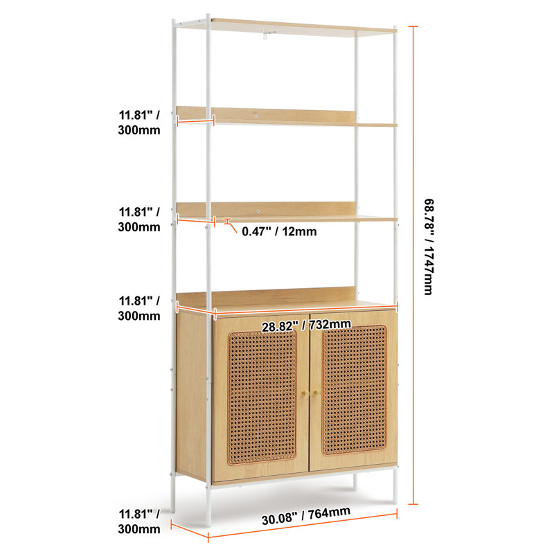 174.7cm H x 76.4cm W Steel Ladder Bookcase