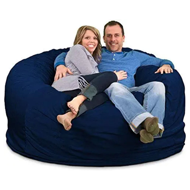 Bean Bag Chair, Oversized Indoor Comfy Lounger, Suede, Navy Suede, 38" H x 68" W x 68" D