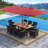 11 PCS Patio Dining Set w/ 15ft Double-Sided Patio Umbrella (Base Included) Turquoise-123552233-123552237