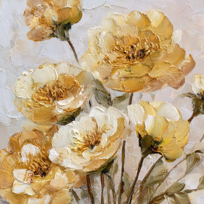 Art mural sur toile tendue Golden Peony, H 30 po x l 30 po