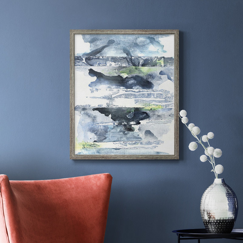 Toile encadrée de qualité supérieure Blue Memories II - prête à être accrochée, Gris, H 24 po x l 20 po