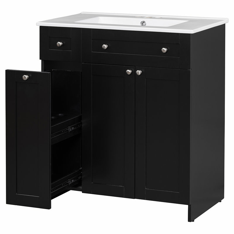 30'' Single Bathroom Vanity with Top, Black
