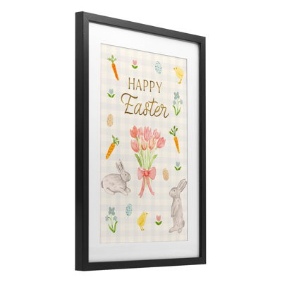 Happy Easter Soft Spring Compilation Framed Print Under Glass, design by Juliet Meeks
