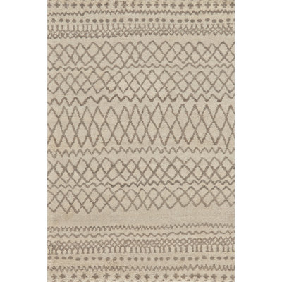 Motif géométrique en laine noué à la main beige tapis décoratif Winebrenner