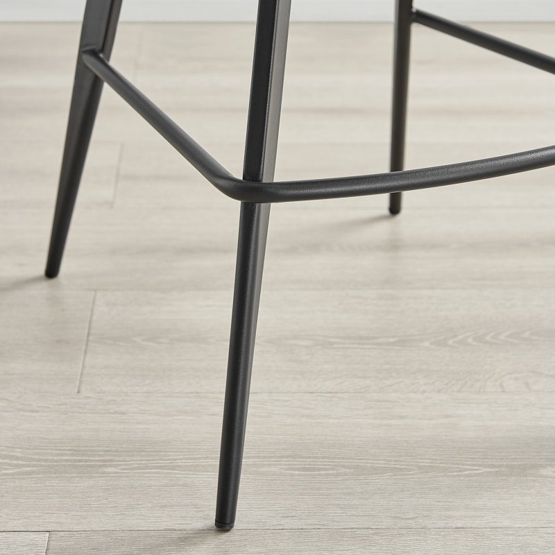 Juni Elegant Breakfast Bar Stool in Deco Style & Luxury Velvet, Black, Grey