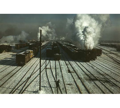 " Train Yard In The Snow "