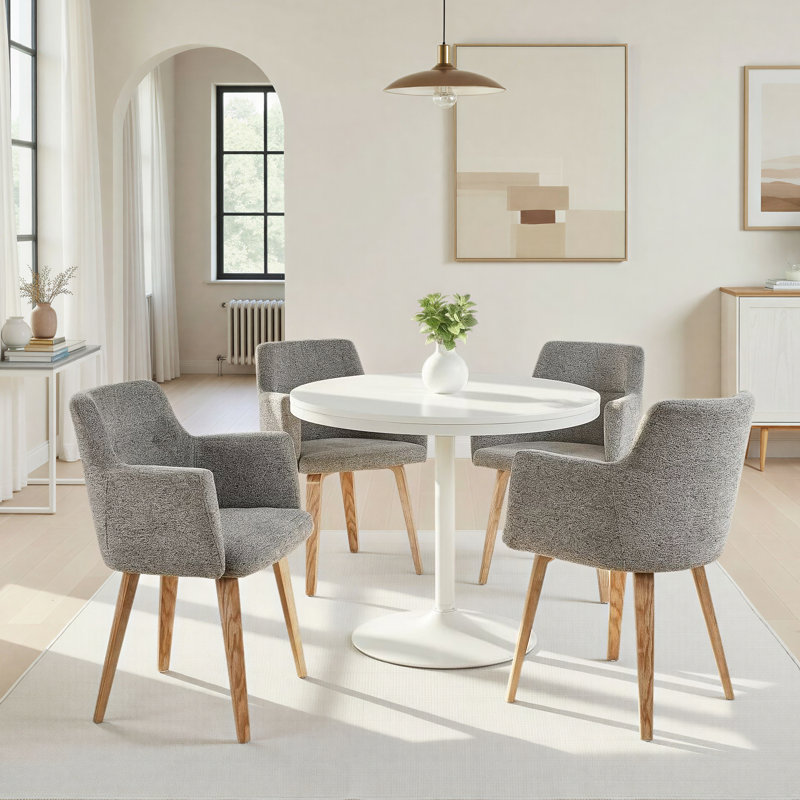 Chambord Round Metal Base Dining Table, White