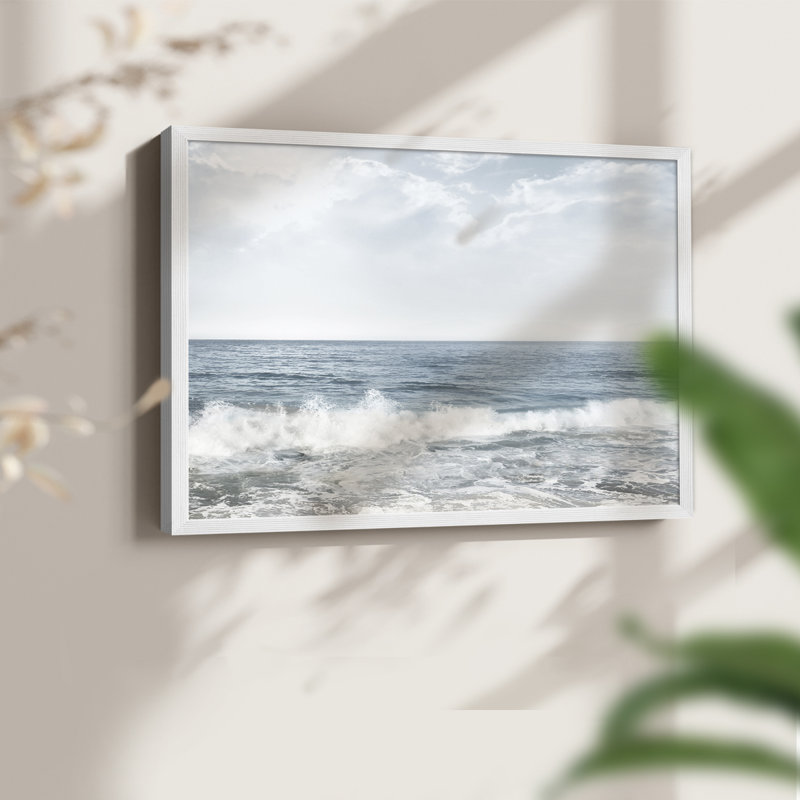 Crashing Waves -Framed Print - Restickable, H 11 po x l 14 po, Blanc