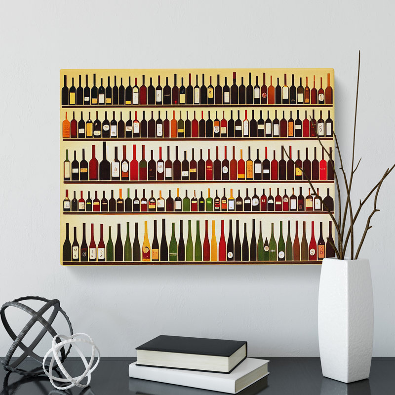 Wine Bottle Art Retro Vol.1 - Wrapped Canvas