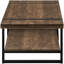Table basse rectangulaire pour la maison - L 48 po, stratifié brun, pieds en métal noir, conception moderne avec tablette de style contemporain L 48,42 po, style rectangulaire en métal