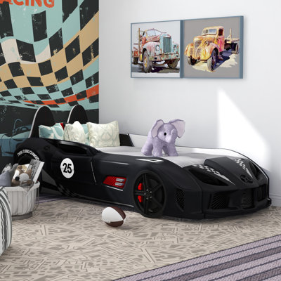 Lunnie Twin Race Car Bed with LED Lights and Remote Sounds
