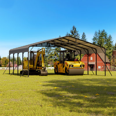 20x20ft Metal Carport, Heavy Duty Carport With Galvanized Steel Roof And Enhanced Base, Upgraded Large Outdoor Canopy, Metal Garage For Cars, Boats, Trucks, Grey