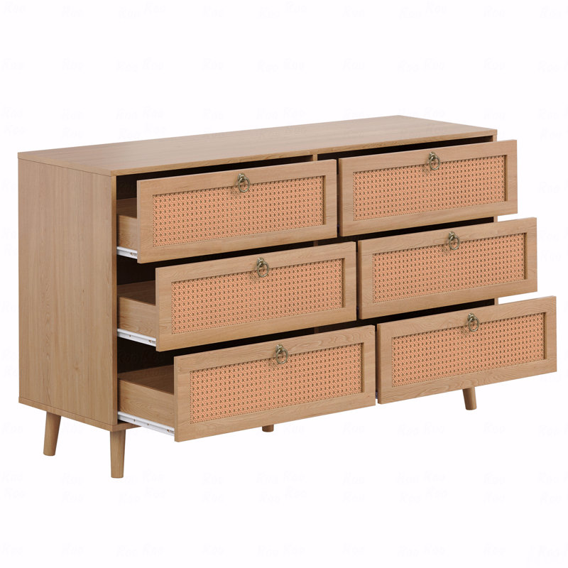 Commode double 6 tiroirs en rotin, commode, commode de style moderne, pour chambre à coucher