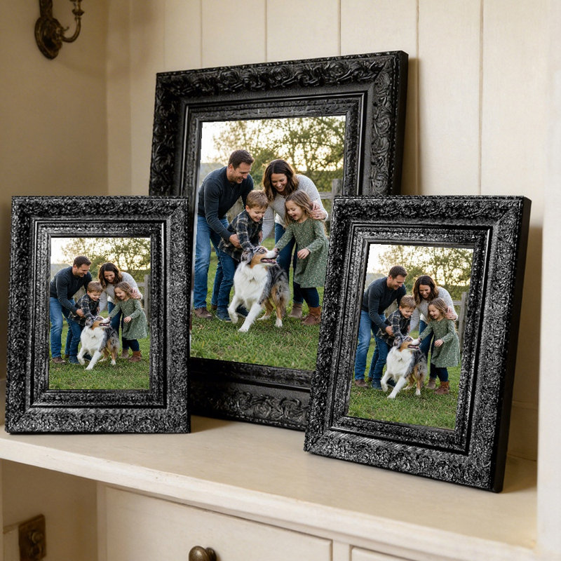 Cadre photo noir polyvalent 3 pièces 8 po x 10 po avec affichage horizontal ou vertical, Black, 3, L 8 po x H 10 po
