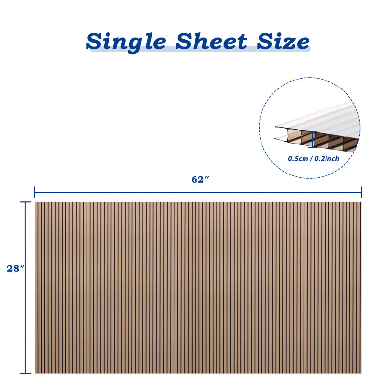 6 Pcs Polycarbonate Panel Cover, Brown