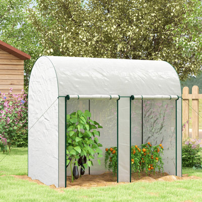 Caliope Walk-In Greenhouse Zipped Roll Up Doors 200 x 100 x 178cm White