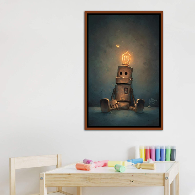 Décoration murale Patience Kids, H 40 po x l 26 po x P 1,5 po, Toile classique avec cadre brun