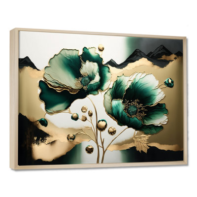 Gold And Green Poppy Floral Euphoria I - Poppies Wall Art