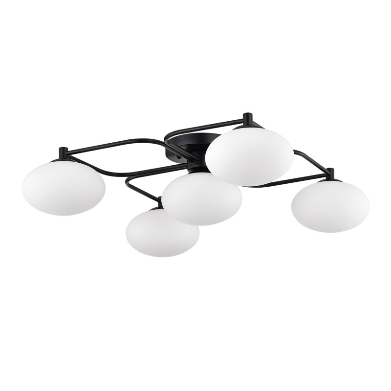 Petya 5-light Matte Black Chandelier Frosted Glass Shades