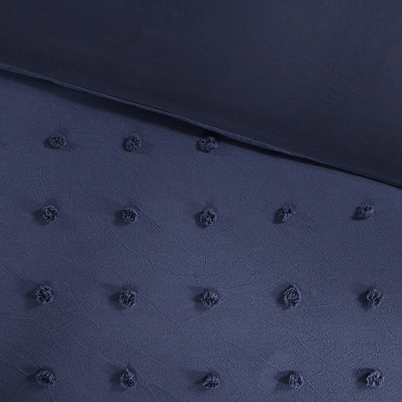Ensemble d'édredon en jacquard de coton Brooklyn avec taies décoratives européennes et coussins décoratifs, Bleu marine