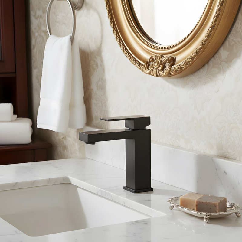 Modern Bathroom Sink Faucet with Single Handle, Black