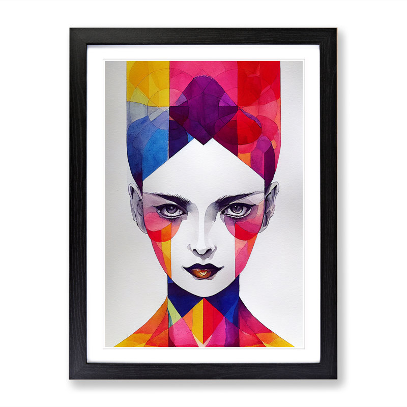 XV1022-5294X Woman Abstract No.5 - Single Picture Frame Print, Black, 46cm H x 34cm W x 2cm D
