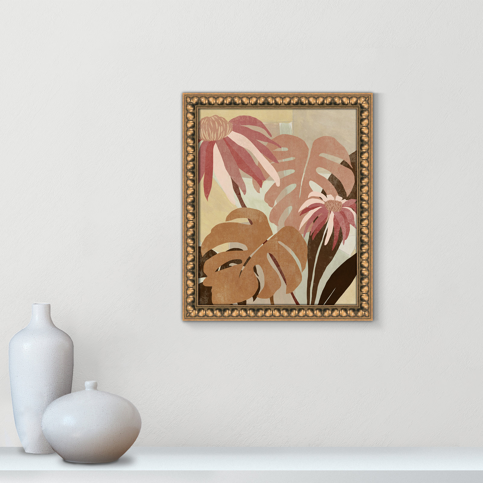 Hot Tropics II by Asia Jensen, Gold Bead, 17" W x 20" H