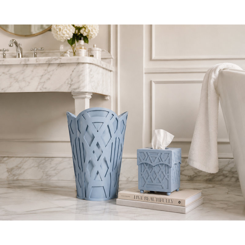 Slate Blue Chippendale Wastepaper Basket & Tissue