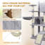 Tour pour arbre à chat 84,6 po gris clair avec base large, 3 grandes maisonnettes