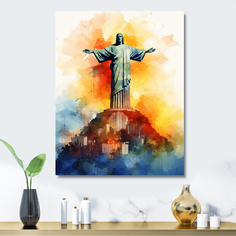 Christ, Rédempteur, Rio De Janeiro - Christianisme, art mural en métal, H 20 po x l 12 po x P 1 po
