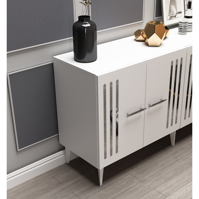 Olivia 150cm Console Table, White/Silver