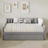 Aghwith Velvet Upholstered Full Daybed with Trundles - Solid Construction, Space Maximization