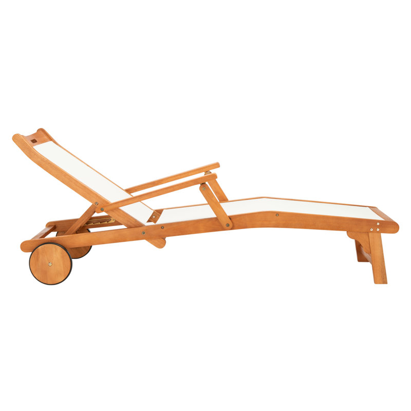 London Outdoor Eucalyptus Wood Chaise Lounge, Beige