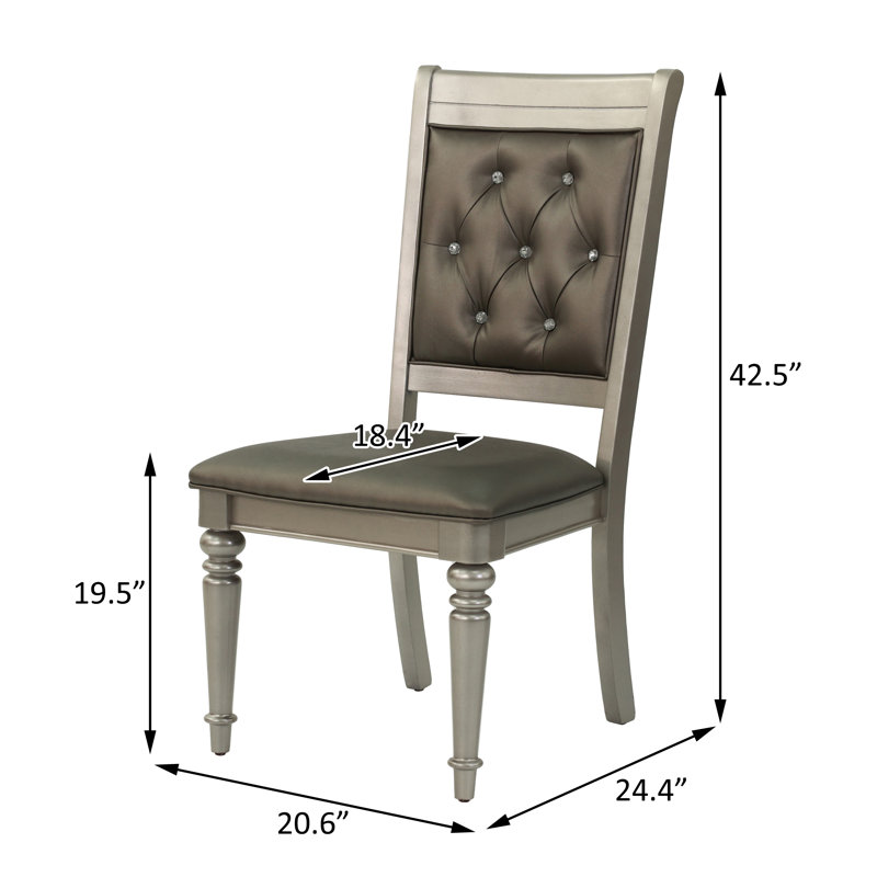 Lesile Faux Leather Dining Chair with Button Tufted Back