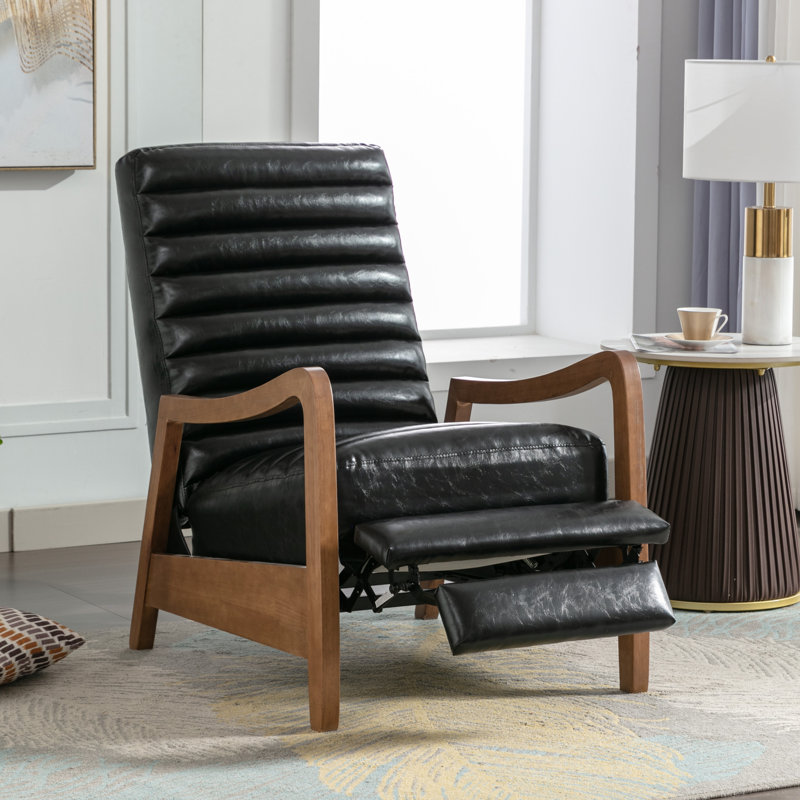 Baleskie 26" Wide Mid Century Modern Oil Wax Leather Manual Club Recliner Chair (Set Of 3)