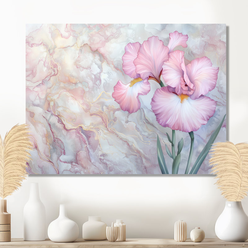 «Pink Glowing Symphony Of Iris I», décoration murale en métal, impression traditionnelle en métal