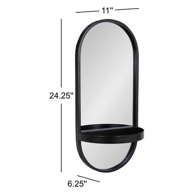 Miroir biseauté moderne et contemporain Lumi, Noir, H 24,25 po x l 11 po