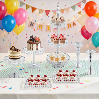7 Pcs Cake Stands Dessert Table Display Set Cupcake Tower and Trays Set for Wedding/Birthday/Party