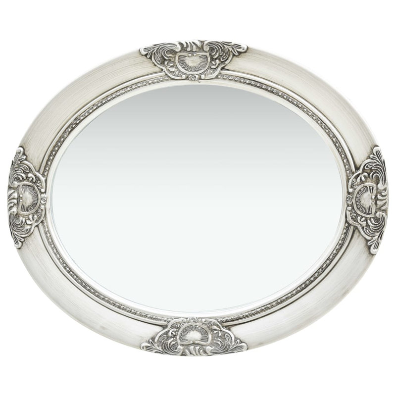 Cann Wood Oval Wall Mirror, Silver, 60cm H x 50cm W