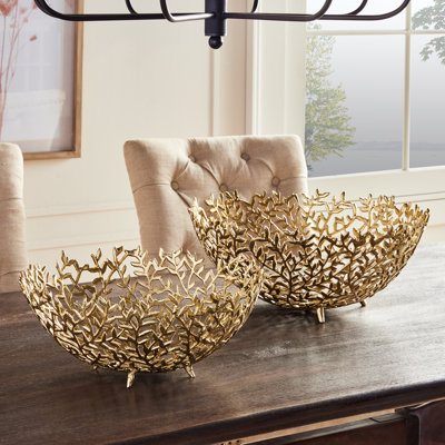 Ensemble de bols décoratifs en aluminium 2 pièces Javonne