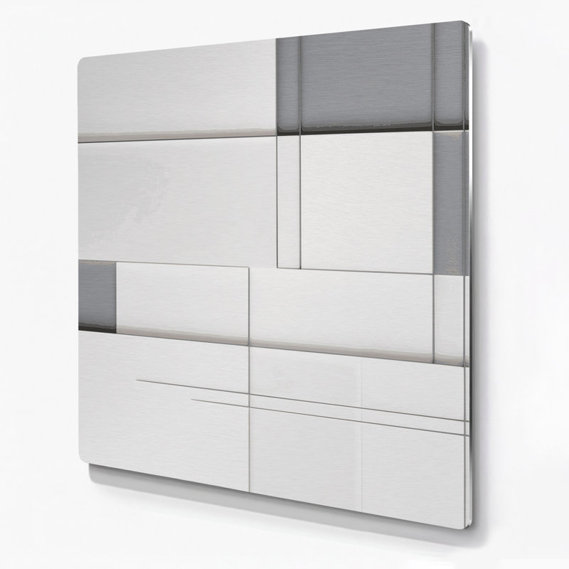 Minimalisme 15, art mural gris en métal, H 12 po x l 12 po