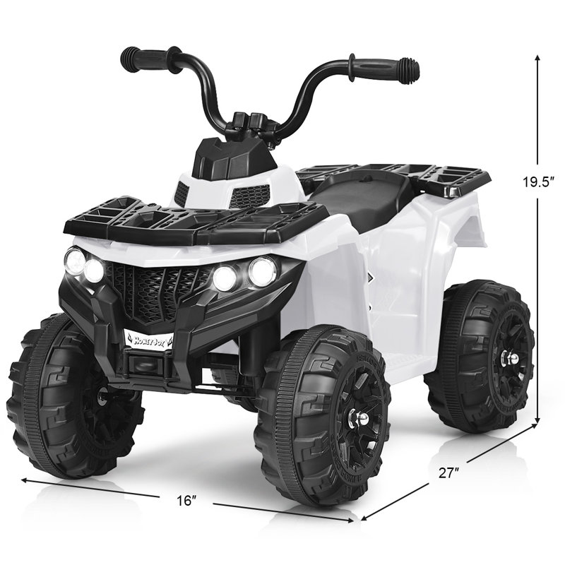 Les enfants montent sur un VTT / Jeep, Blanc