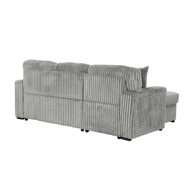 Canapé modulaire moelleux avec canapé-lit en tissu de velours gris (inventaire CA)