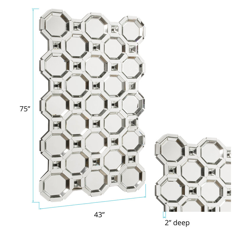 Elegant 75'' Beveled Wood Frame Mosaic Mirror