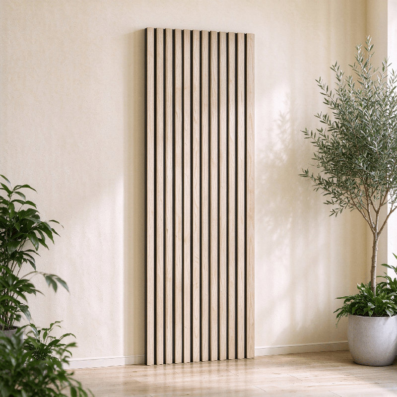 94.5 in. x 12.6 in. Wood Slat Acoustic Panels, MDF Decorative Wall Paneling White oak (2 Piece/16.5 Sq. Ft.)