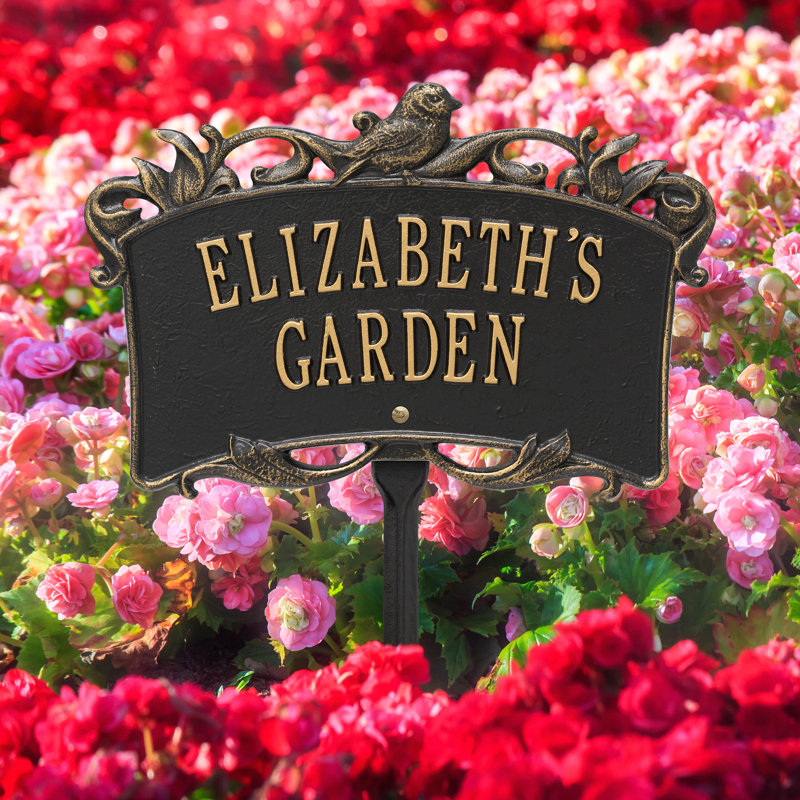 Song Bird Personalized Garden Sign, Black/Gold, Yes