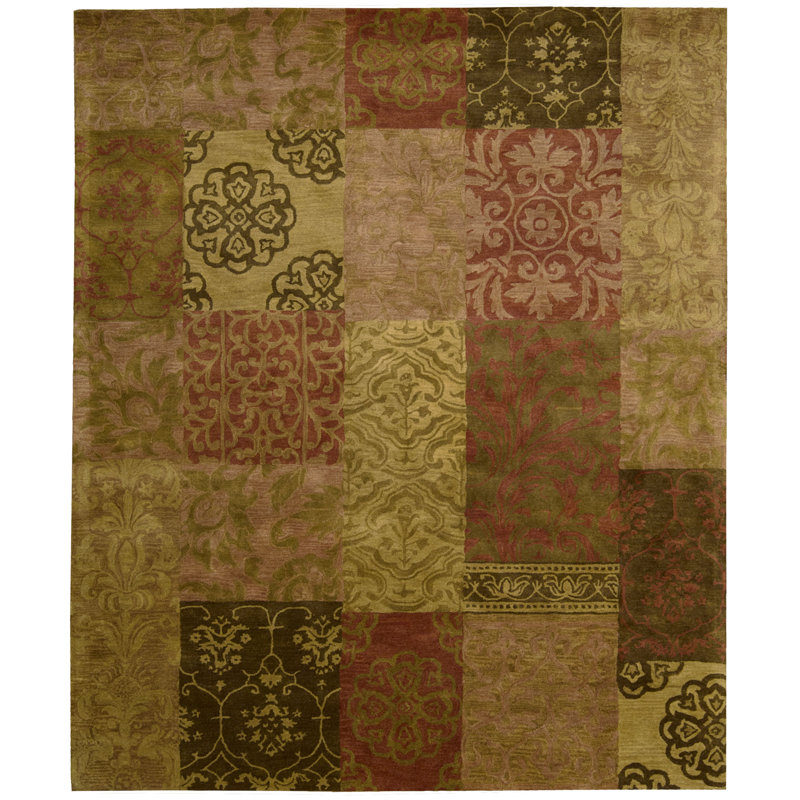 Morgan Hand-Tufted Wool Green/Pink Area Rug, Rectangle 5'6" x 8'6"
